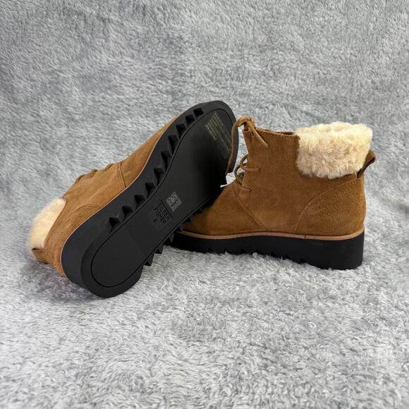 Eileen Fisher Kenille Sport Suede Boot Lace Up Fleece Syrup Brown Women's Size 8 - Picture 3 of 7